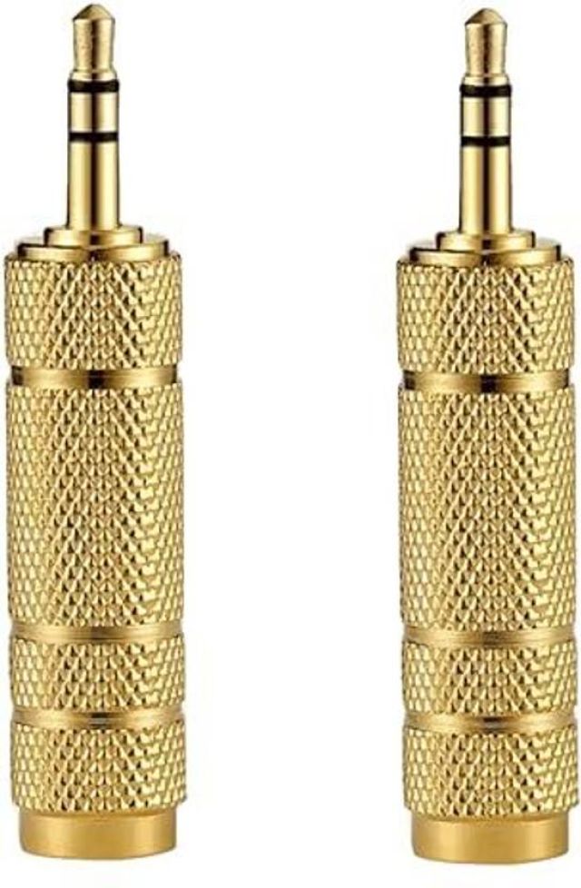 EXPERTRONICS 6m AUX Adapter Cable (Pack of 2) – 3.5mm Male to 6.35mm Female Stereo Audio Converter (Gold, Compatible with Smartphone, MP3, Tablet)​
